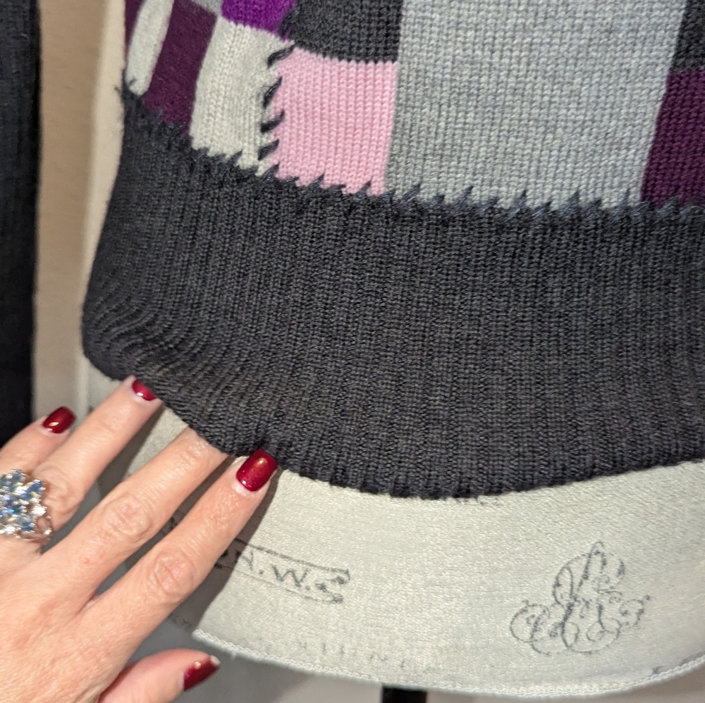 Colorful Patchwork Knit Sweater - Picture 4 of 9